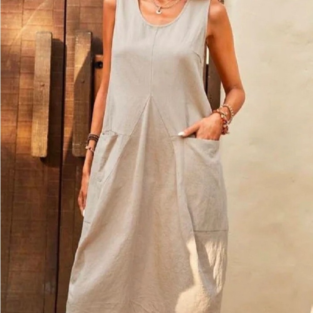 Sleeveless Beige Dress